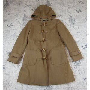 Vintage J. Crew Wool Toggle Button Coat Hooded Camel Thinsulate 2004 womens PXS